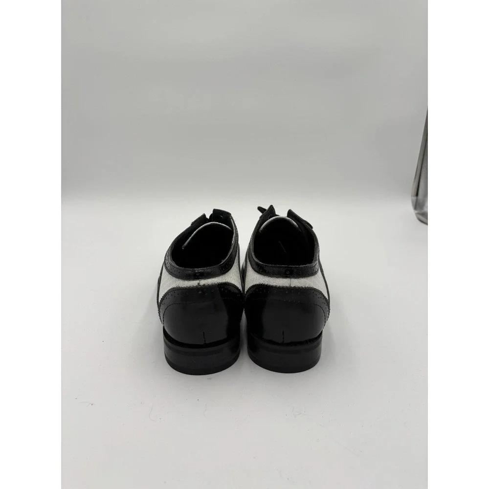 Giorgio Venturi Mens Sz 8.5 Wingtip Oxfords Black & White Leather Dress Shoes